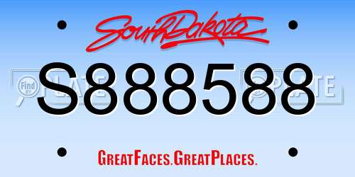 S888588 South Dakota License Plate