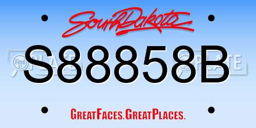 S88858B South Dakota License Plate