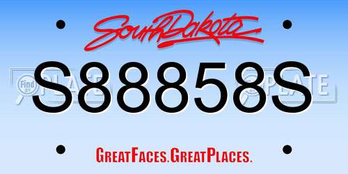 S88858S South Dakota License Plate