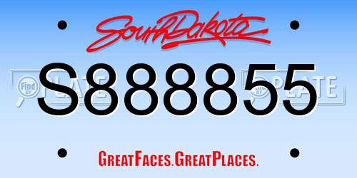 S888855 South Dakota License Plate