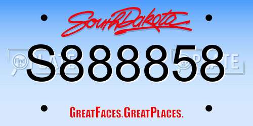 S888858 South Dakota License Plate