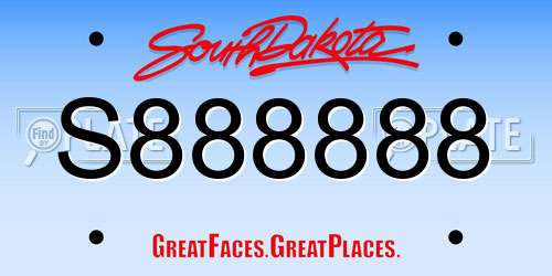 S888888 South Dakota License Plate