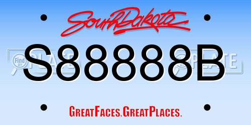 S88888B South Dakota License Plate