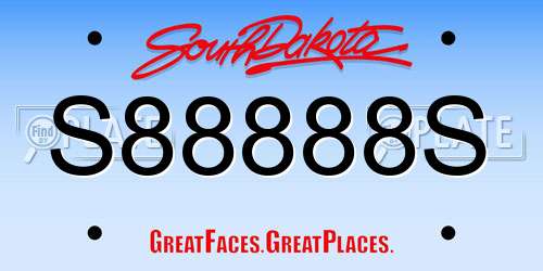S88888S South Dakota License Plate
