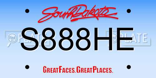 S888HE South Dakota License Plate