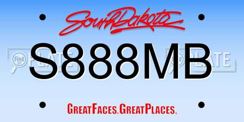 S888MB South Dakota License Plate
