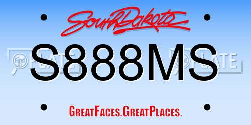 S888MS South Dakota License Plate