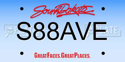 S88AVE South Dakota License Plate