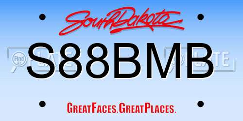 S88BMB South Dakota License Plate