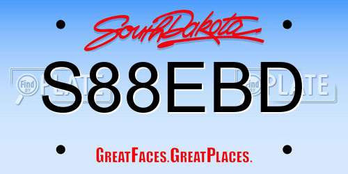 S88EBD South Dakota License Plate