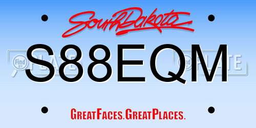 S88EQM South Dakota License Plate