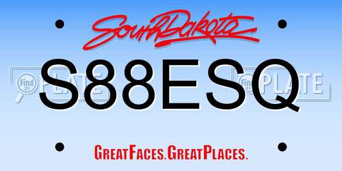 S88ESQ South Dakota License Plate