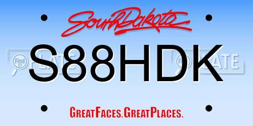 S88HDK South Dakota License Plate