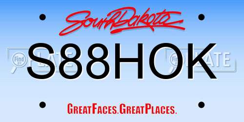 S88HOK South Dakota License Plate