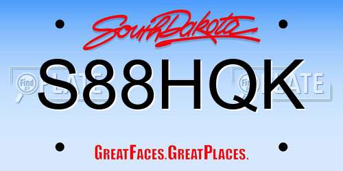 S88HQK South Dakota License Plate