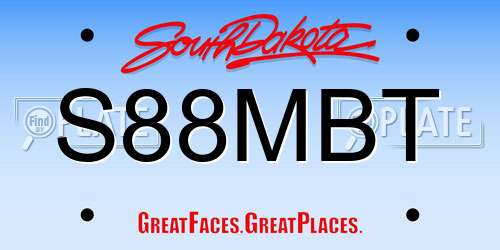 S88MBT South Dakota License Plate