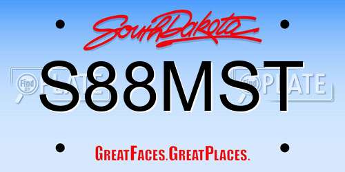 S88MST South Dakota License Plate