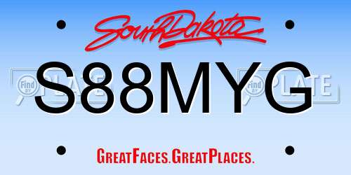 S88MYG South Dakota License Plate