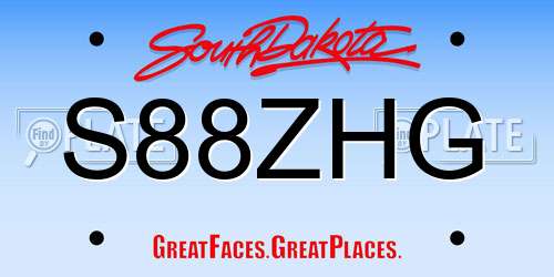 S88ZHG South Dakota License Plate