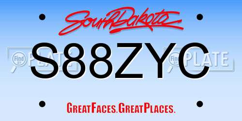 S88ZYC South Dakota License Plate