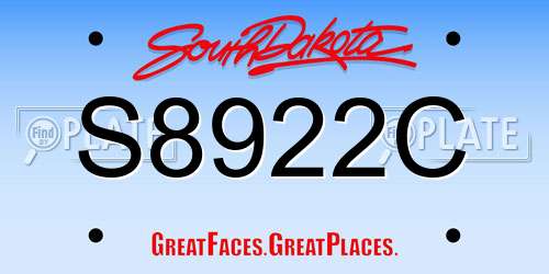 S8922C South Dakota License Plate