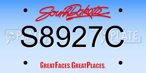 S8927C South Dakota License Plate