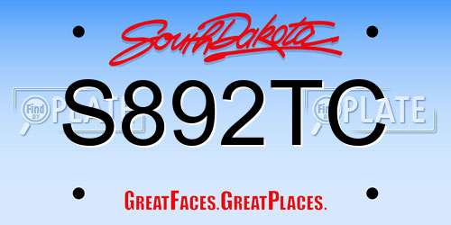 S892TC South Dakota License Plate