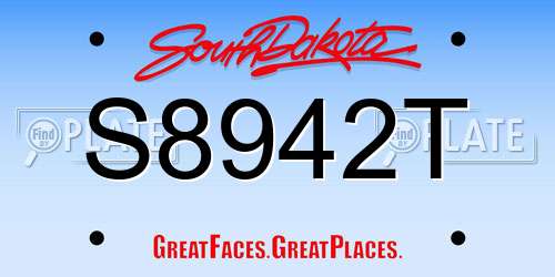 S8942T South Dakota License Plate