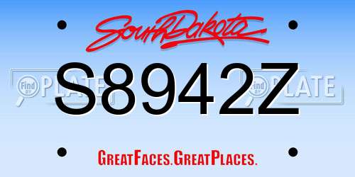 S8942Z South Dakota License Plate