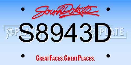 S8943D South Dakota License Plate