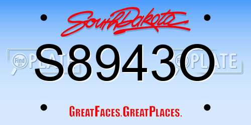 S8943O South Dakota License Plate