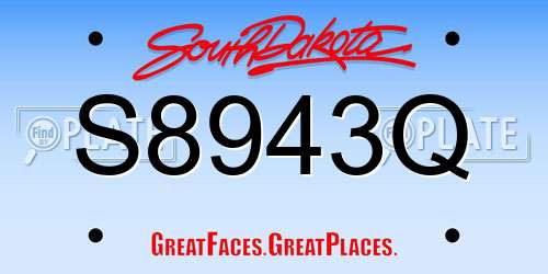 S8943Q South Dakota License Plate