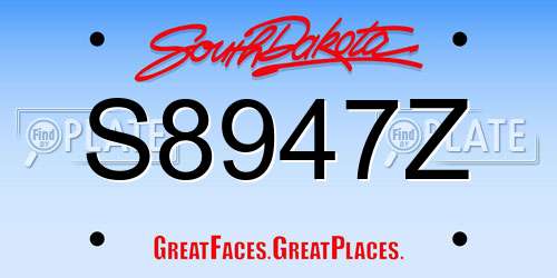 S8947Z South Dakota License Plate