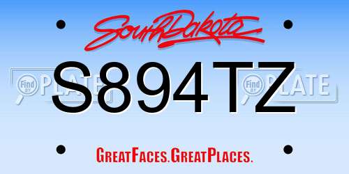 S894TZ South Dakota License Plate