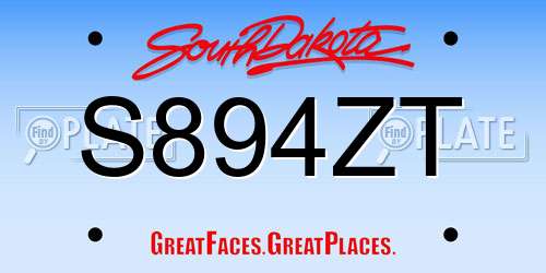S894ZT South Dakota License Plate