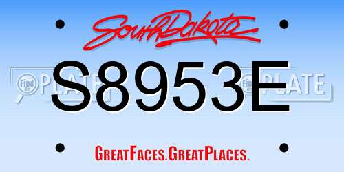 S8953E South Dakota License Plate