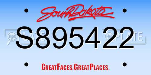 S895422 South Dakota License Plate