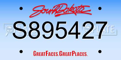S895427 South Dakota License Plate