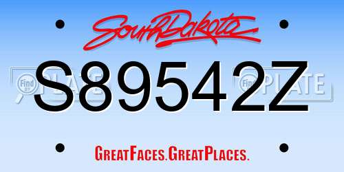 S89542Z South Dakota License Plate
