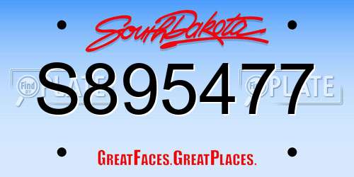 S895477 South Dakota License Plate