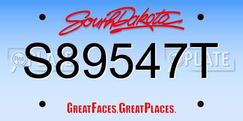 S89547T South Dakota License Plate