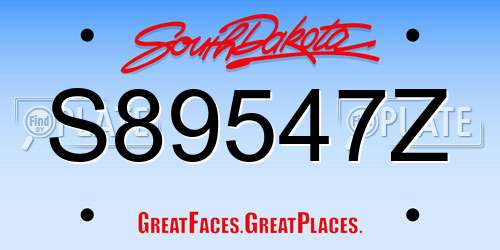 S89547Z South Dakota License Plate