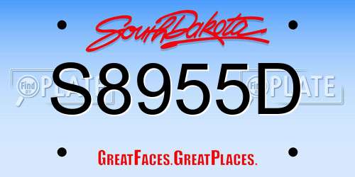 S8955D South Dakota License Plate