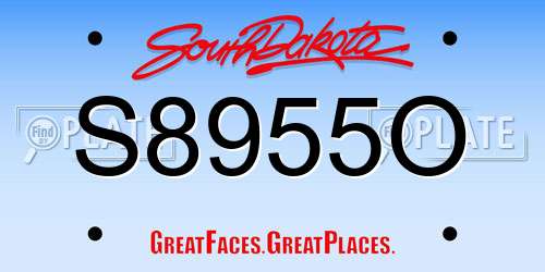 S8955O South Dakota License Plate