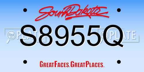 S8955Q South Dakota License Plate