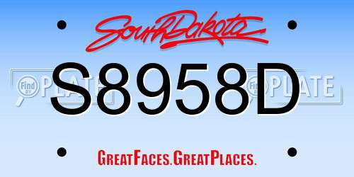 S8958D South Dakota License Plate