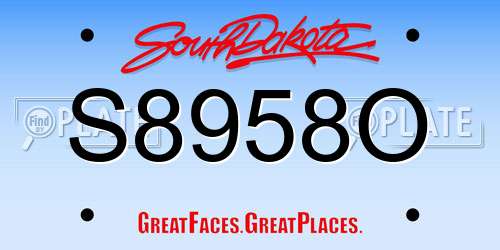 S8958O South Dakota License Plate