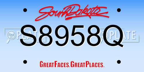 S8958Q South Dakota License Plate