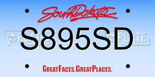 S895SD South Dakota License Plate