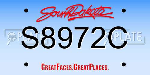 S8972C South Dakota License Plate